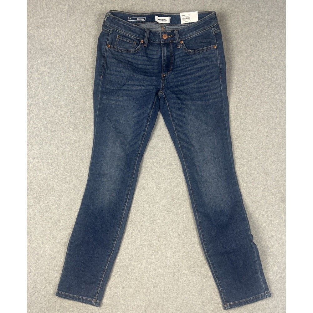 Sonoma Goods For Life Curvy Mid Waisted Skinny Jeans Size 4 Medium Wash NWT
